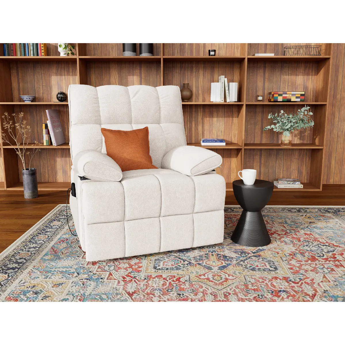 Fauteuil relax électrique en cuir blanc ROVETO - Maison