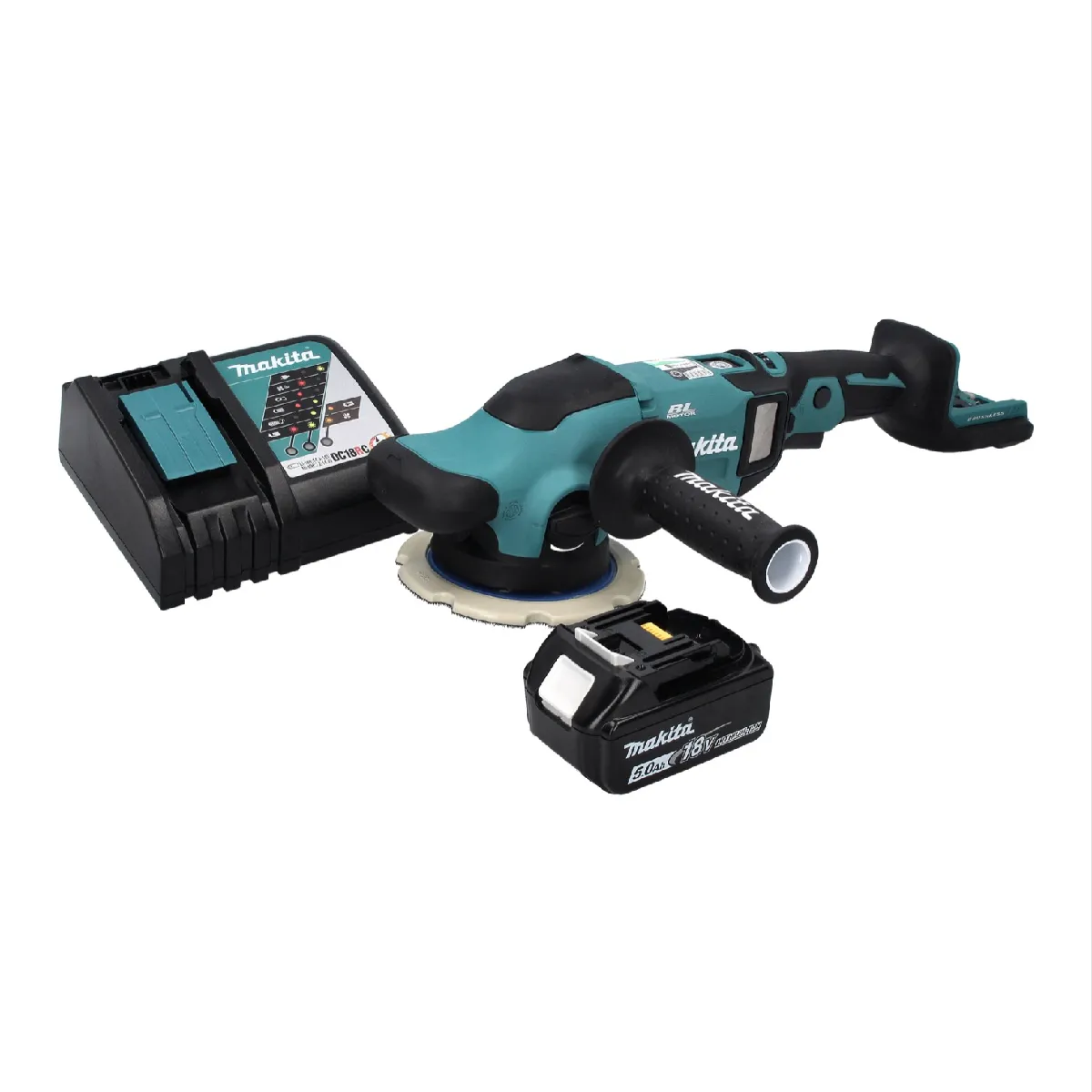 Makita DPO 600 RT1 Polisseuse excentrique sans fil 18 V 150 mm XPT Brushless + 1x batterie 5 0 Ah + chargeur - vue 2