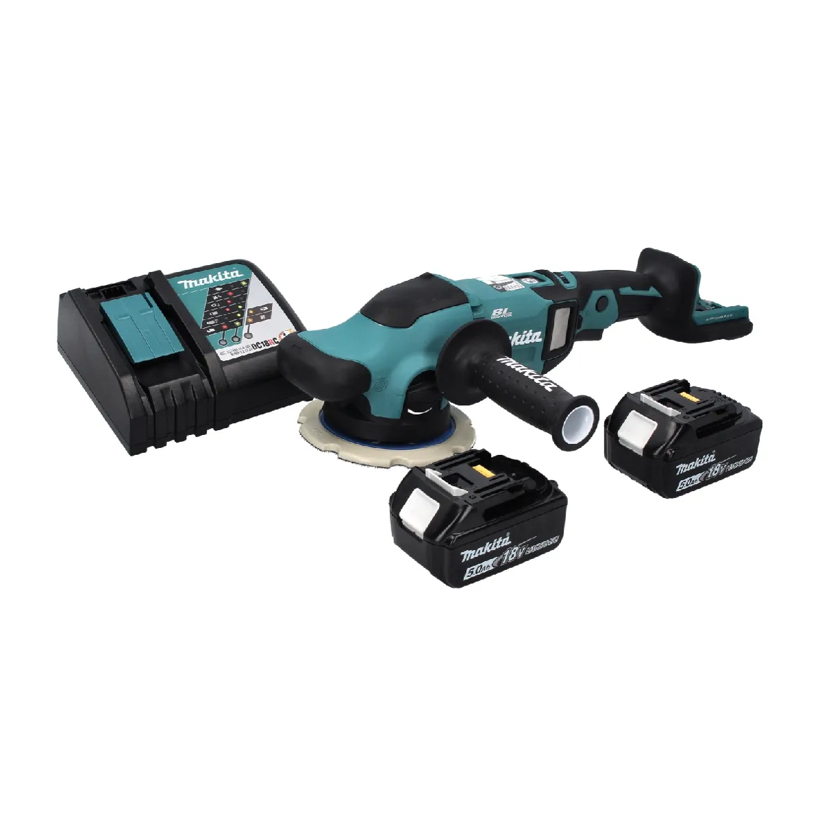 Makita DPO 600 RT Polisseuse orbitale sans fil 18 V 150 mm XPT Brushless + 2x Batteries 5.0 Ah + Chargeur - vue 2