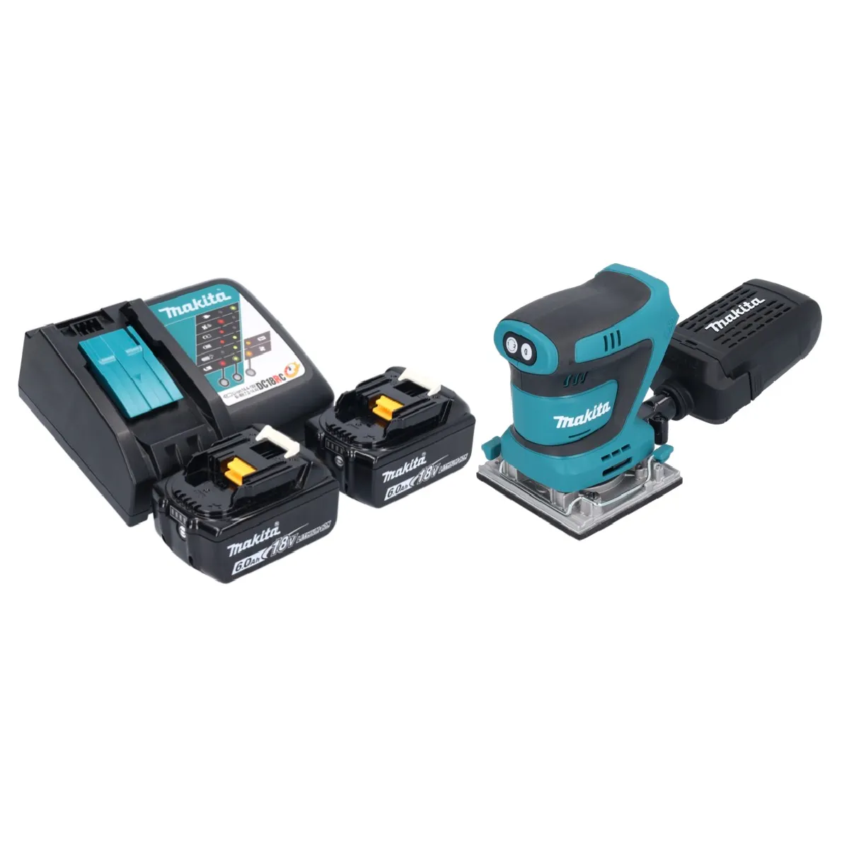 Makita DBO 484 RG Ponceuse vibrante sans fil 18 V 112 x 102 mm + 2x batterie 6 0 Ah + chargeur - vue 2