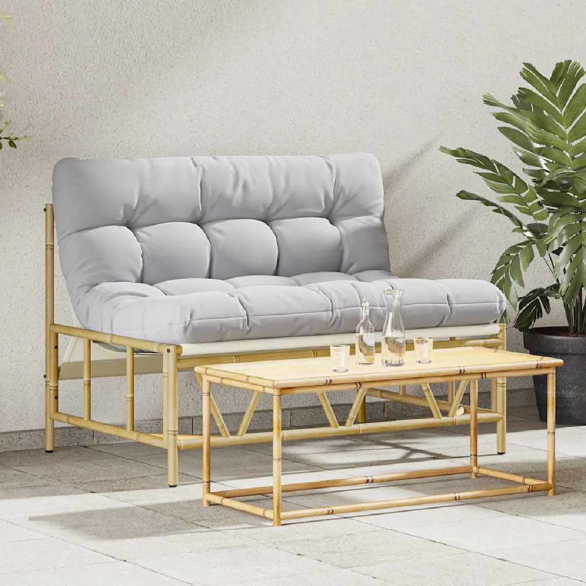 vidaXL Banc de jardin avec coussin 110x80x71 cm en acier - vue 2