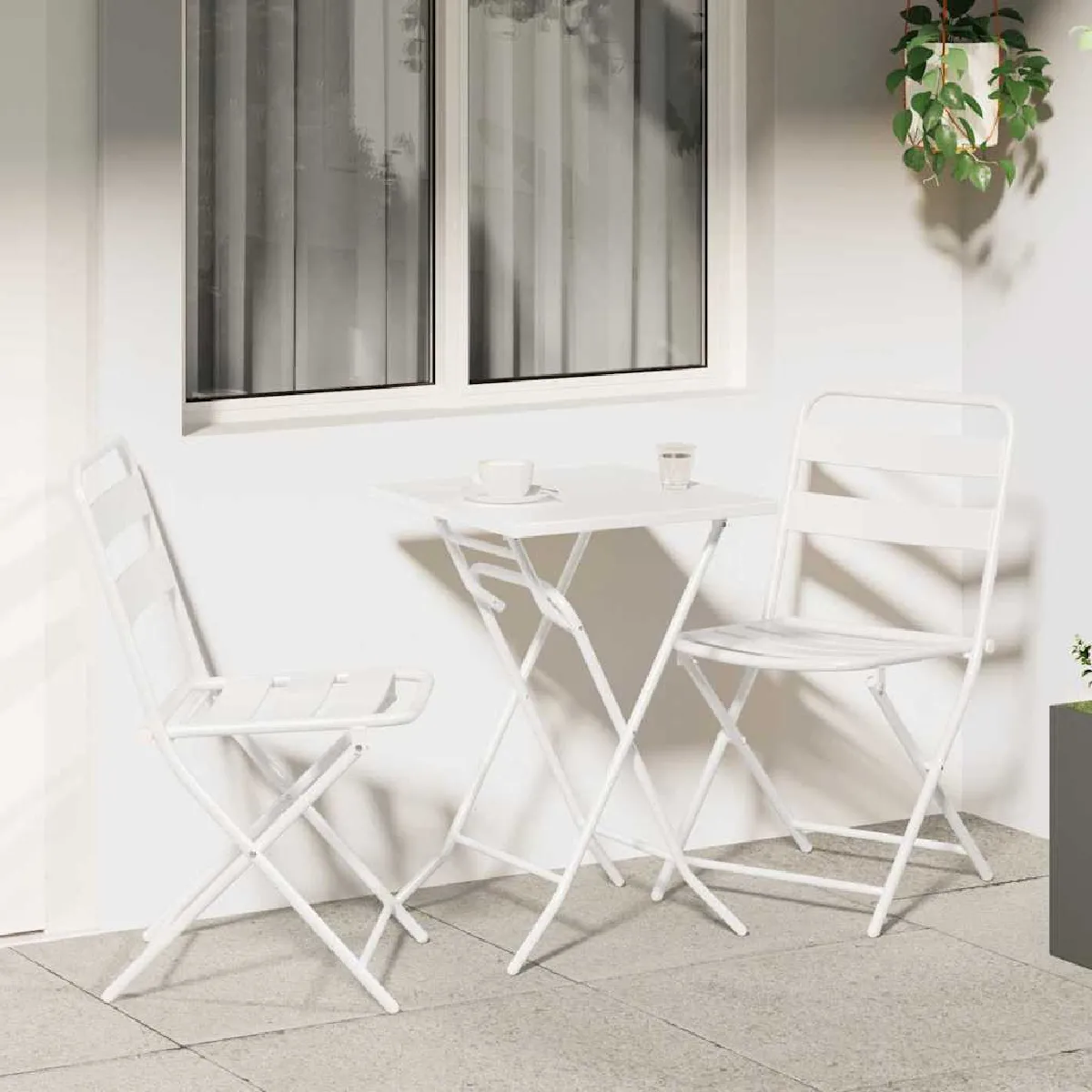 vidaXL Ensemble de bistro pliable 3 pièces moutarde en acier - vue 9