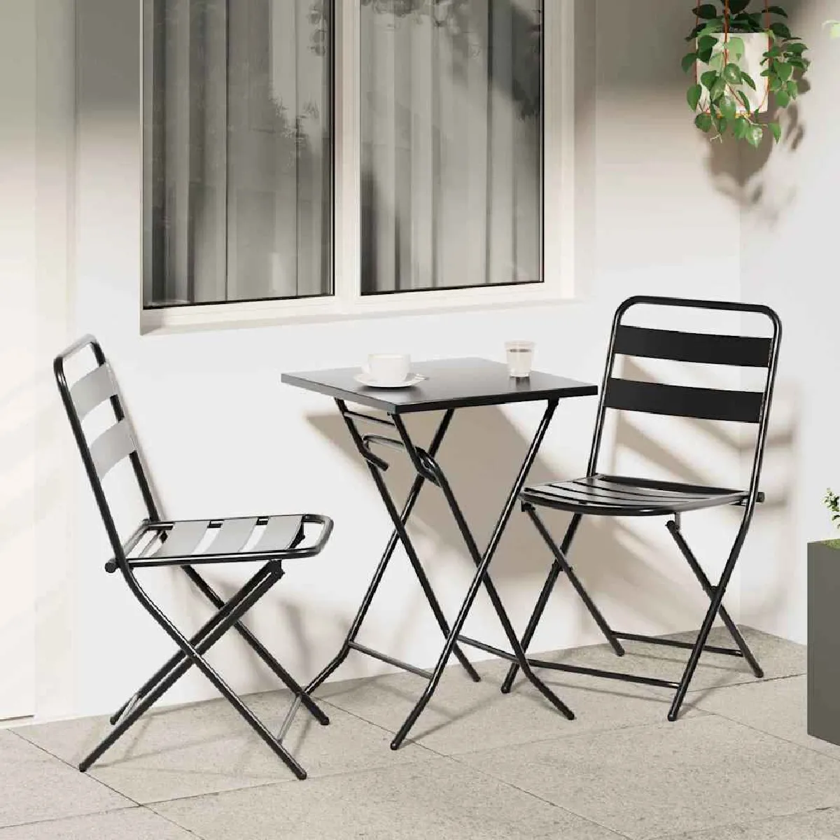 vidaXL Ensemble bistro de jardin 3 pcs Anthracite Acier