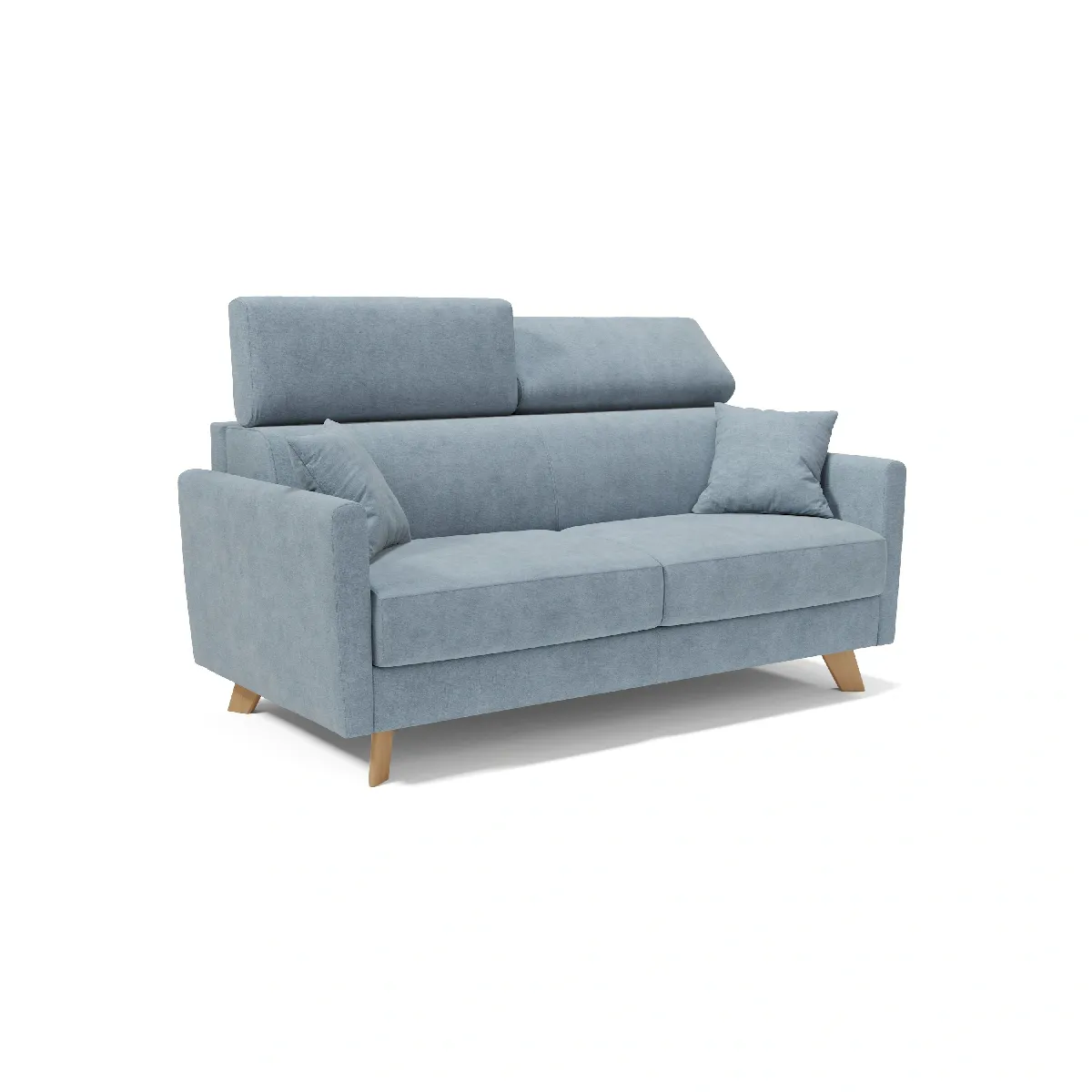 Francy Canapé lit avec têtières réglables 160 cm (mat. 120x197) Bleu Pastel Francy Canapé lit avec têtières réglables 160 cm (mat. 120x197) Bleu Pastel