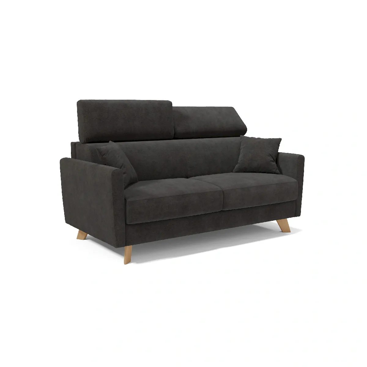 Francy Canapé lit avec têtières réglables 180 cm (mat. 140x197) Noir Francy Canapé lit avec têtières réglables 180 cm (mat. 140x197) Noir