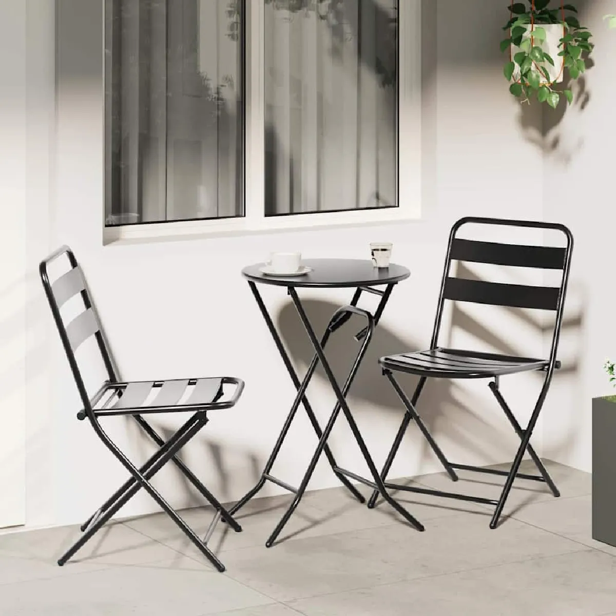 vidaXL Ensemble bistro de jardin 3 pcs Anthracite Acier