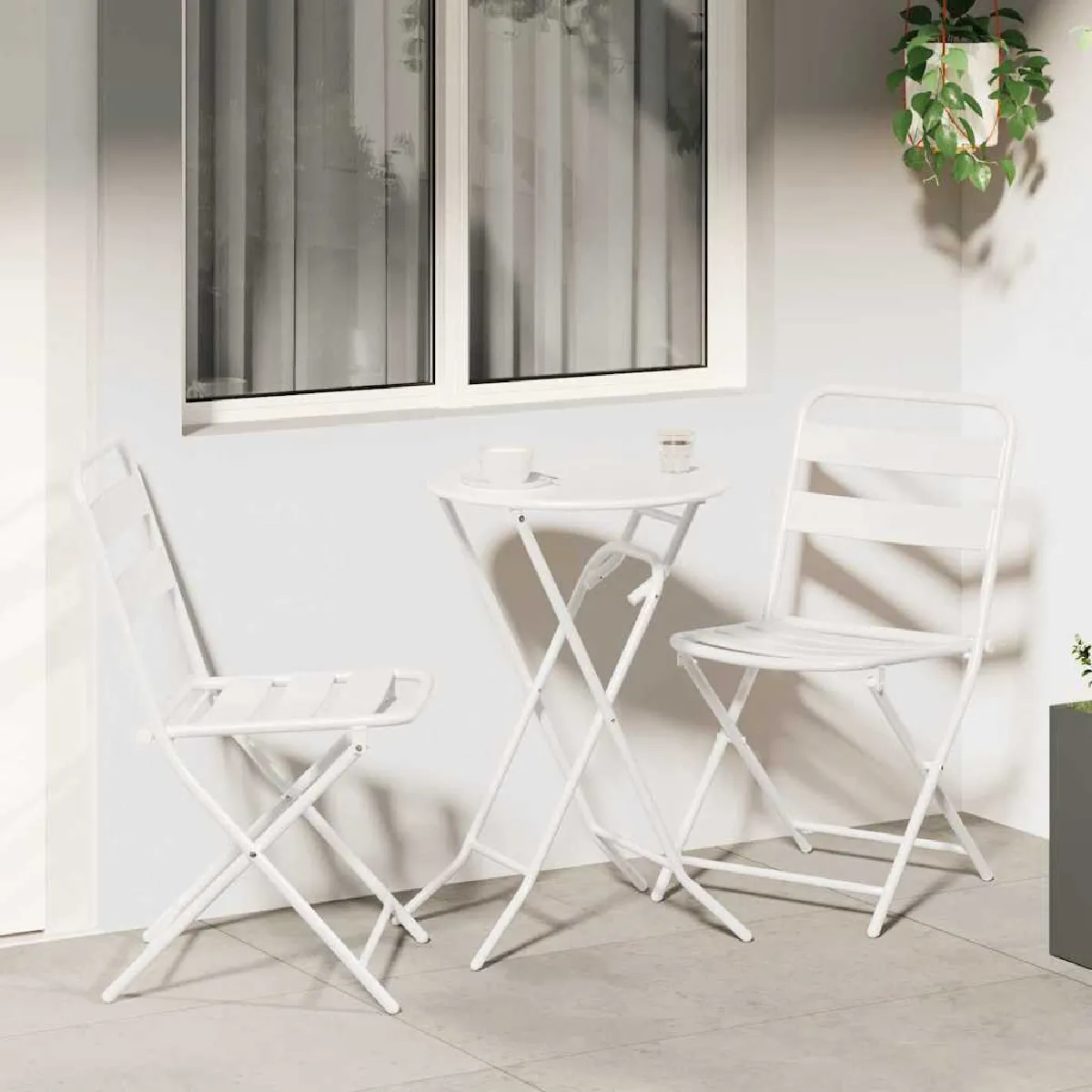 vidaXL Ensemble de bistro pliable 3 pièces moutarde en acier - vue 8