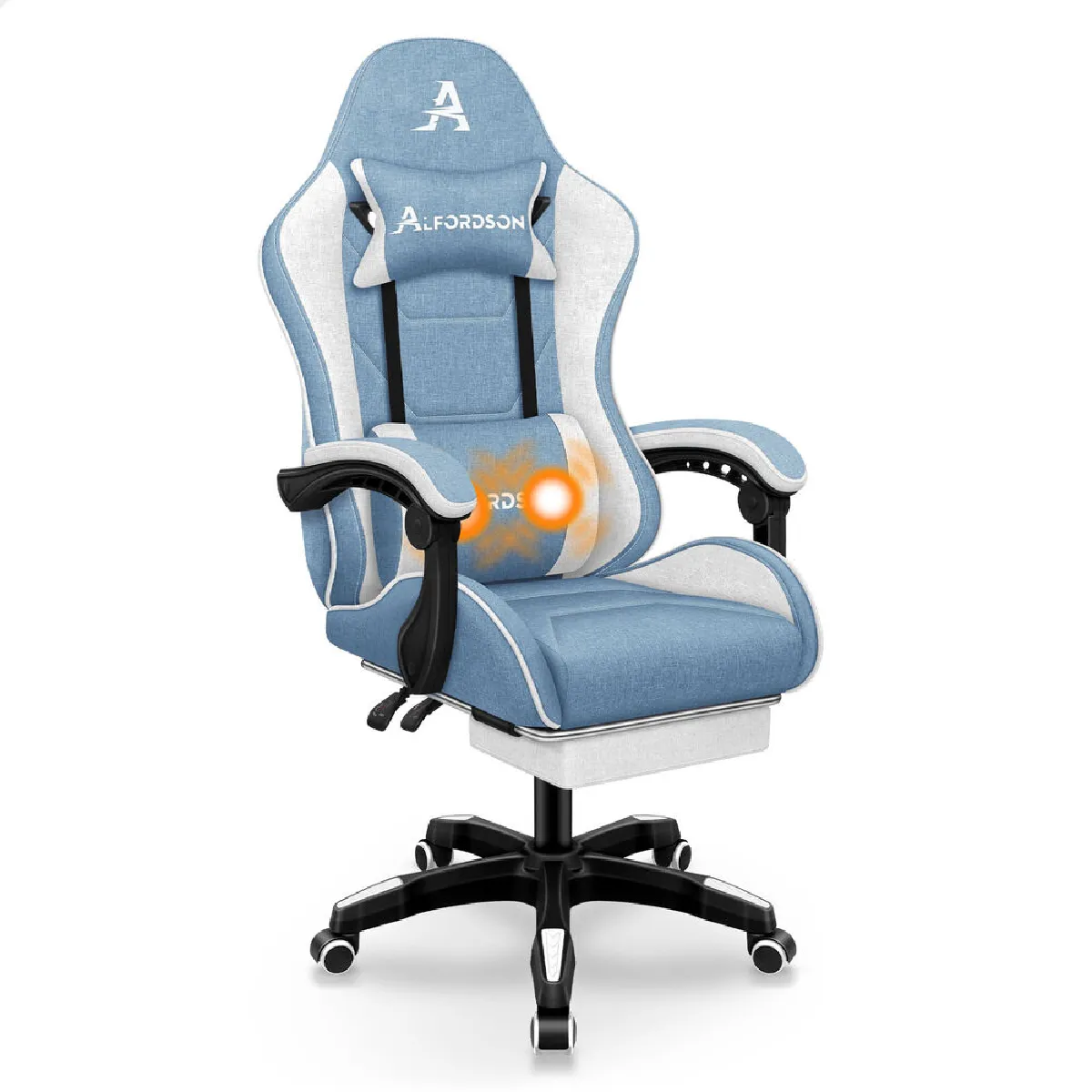 Alfordson Massage Bureau Fauteuil Gaming Exécutif Siège Tissu En Lin Ordinateur