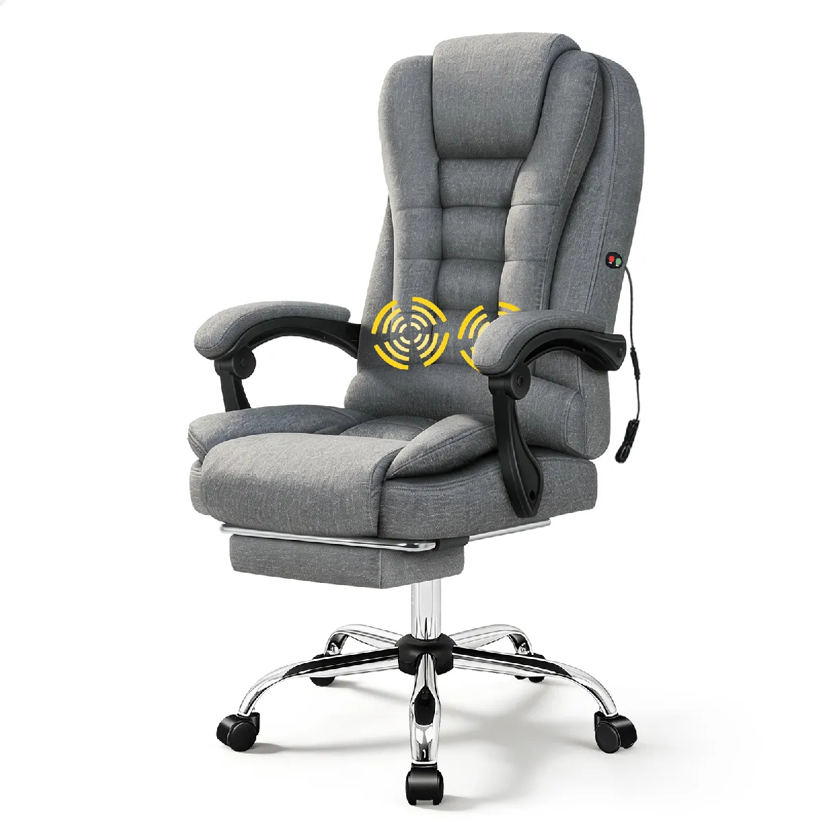 Alfordson Chaise De Bureau Massage Siège Exécutif Tissu Gaming Ordinateur Racer