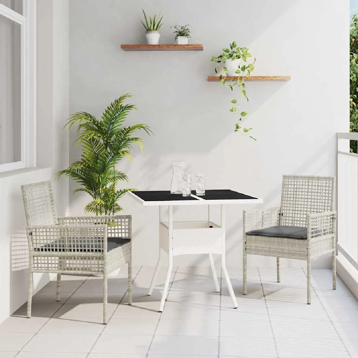 VIDAXL - Ensemble de table et chaises de jardin - 3 pièces - Gris clair - Image 3