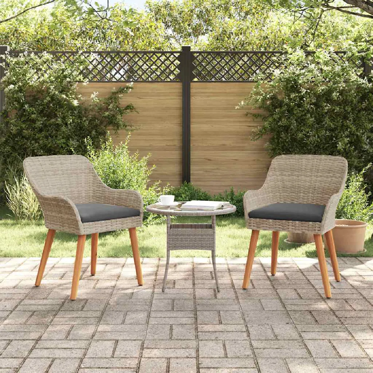 vidaXL Chaise de jardin 2 pcs 62 5 x 55 x 82 cm polyrotin - vue 3