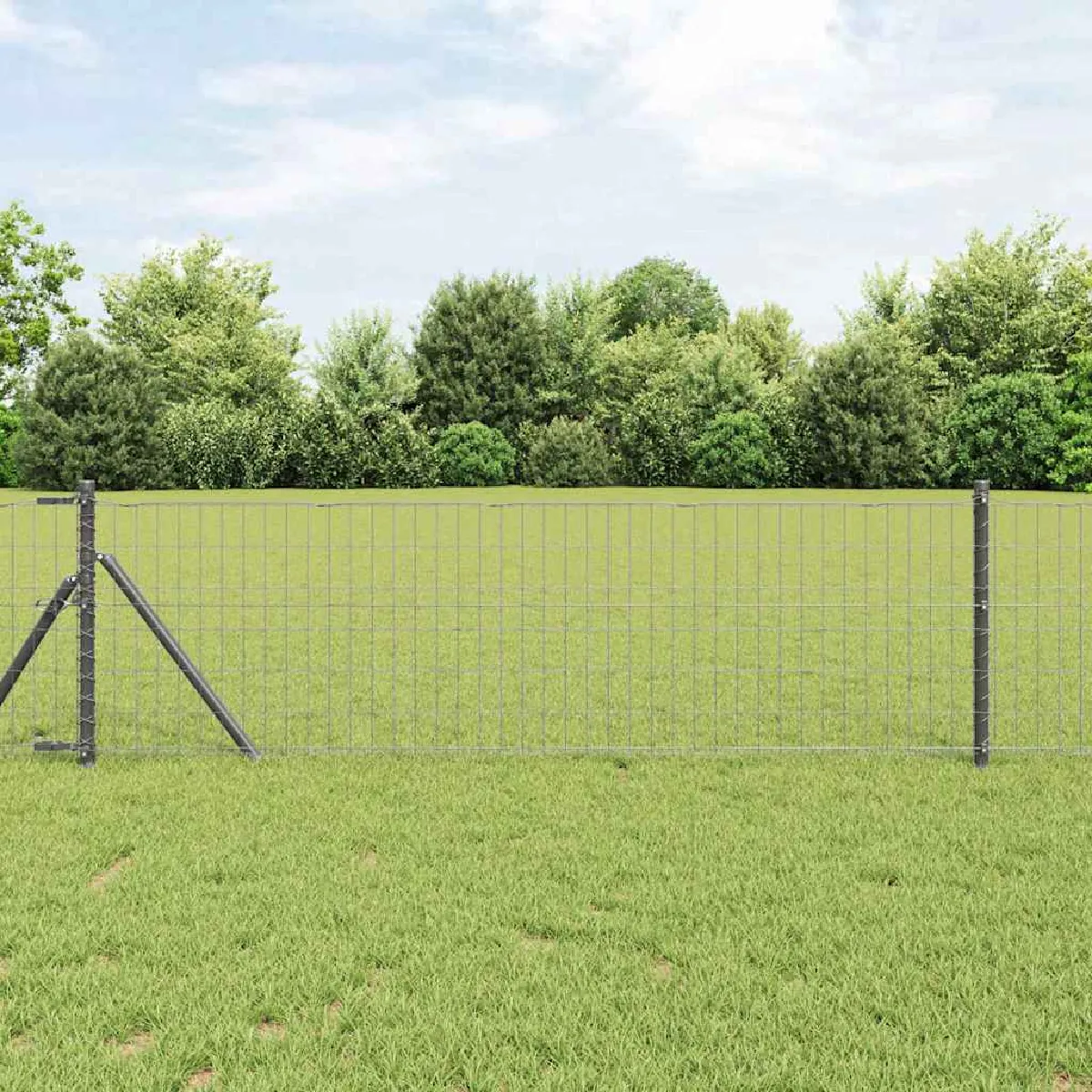vidaXL Clôture Euro Gris 0,8 x 25 m Fer revêtu de PVC