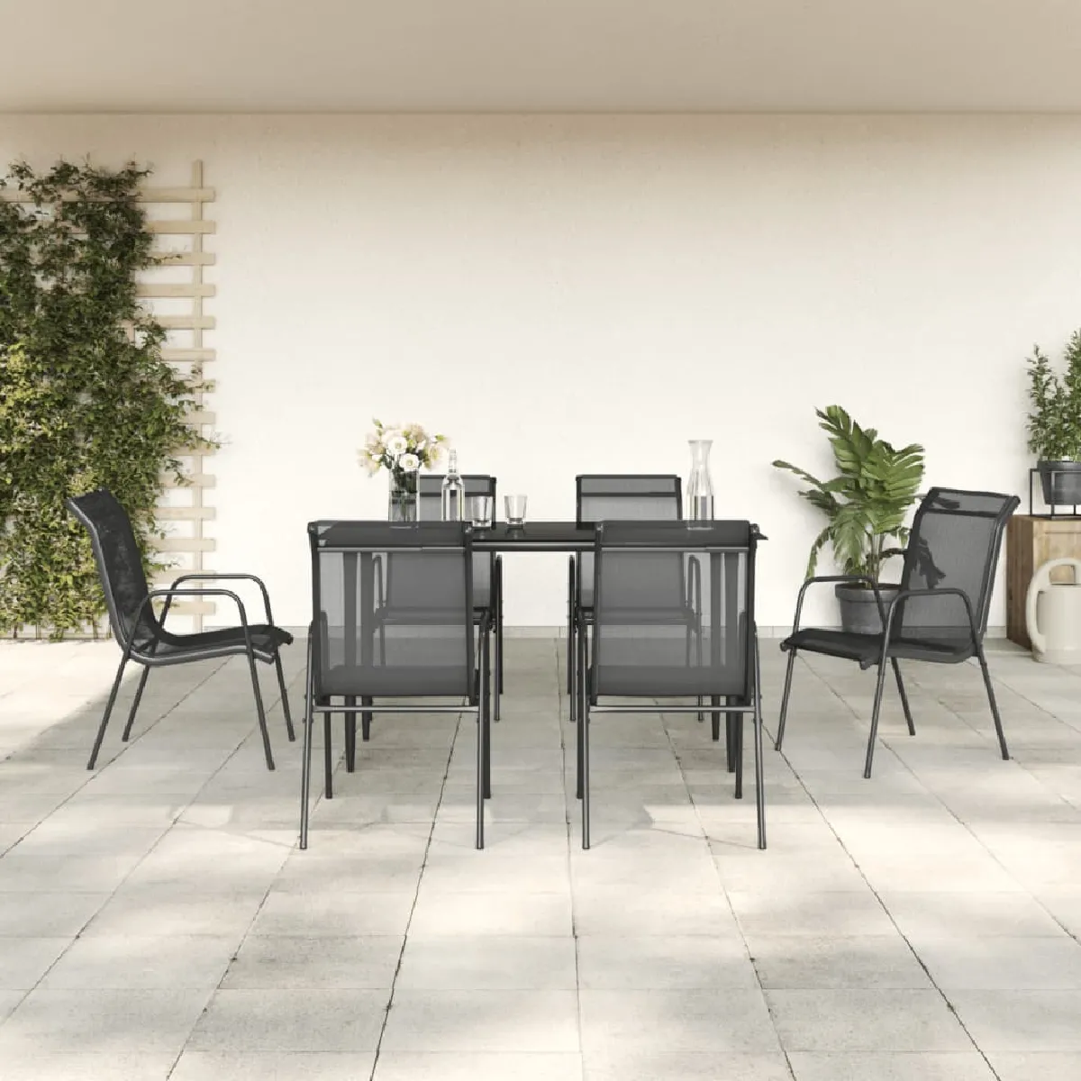 vidaXL Ensemble à manger de jardin 7 pcs Textilène et acier - vue 2