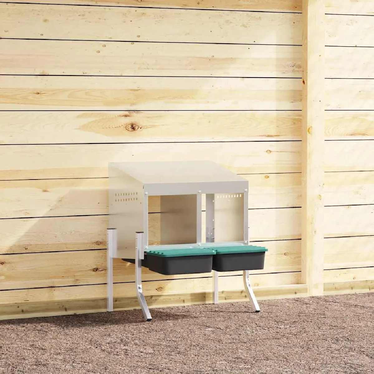 vidaXL Nichoir à poules2 compartiments avec pieds en acier galvanisé - vue 2