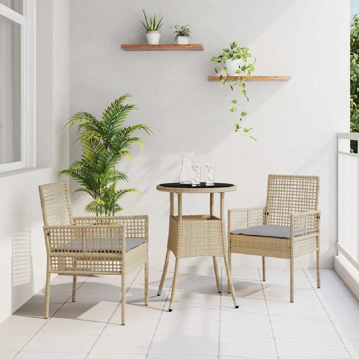 vidaXL - Salon de jardin - 3 pièces - Beige - Image 3