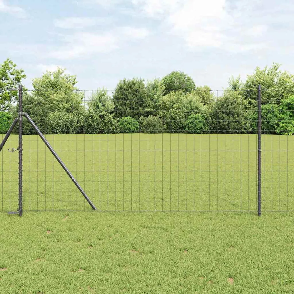 vidaXL Clôture Euro Gris 1,2 x 10 m Fer revêtu de PVC