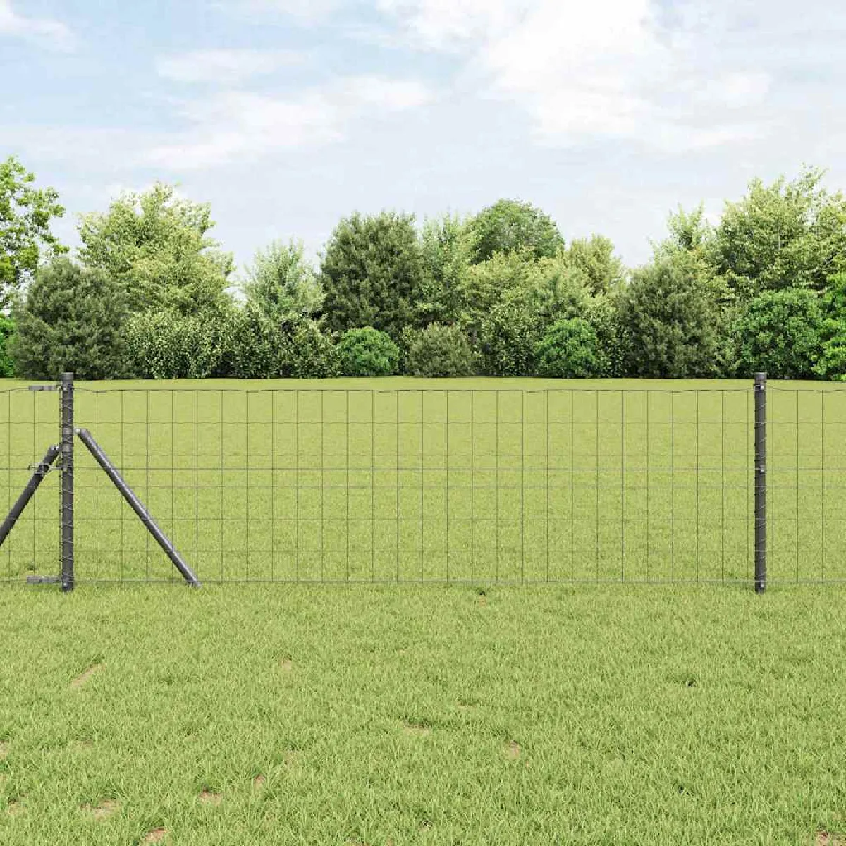 vidaXL Clôture Euro Gris 0,4 x 50 m Fer revêtu de PVC