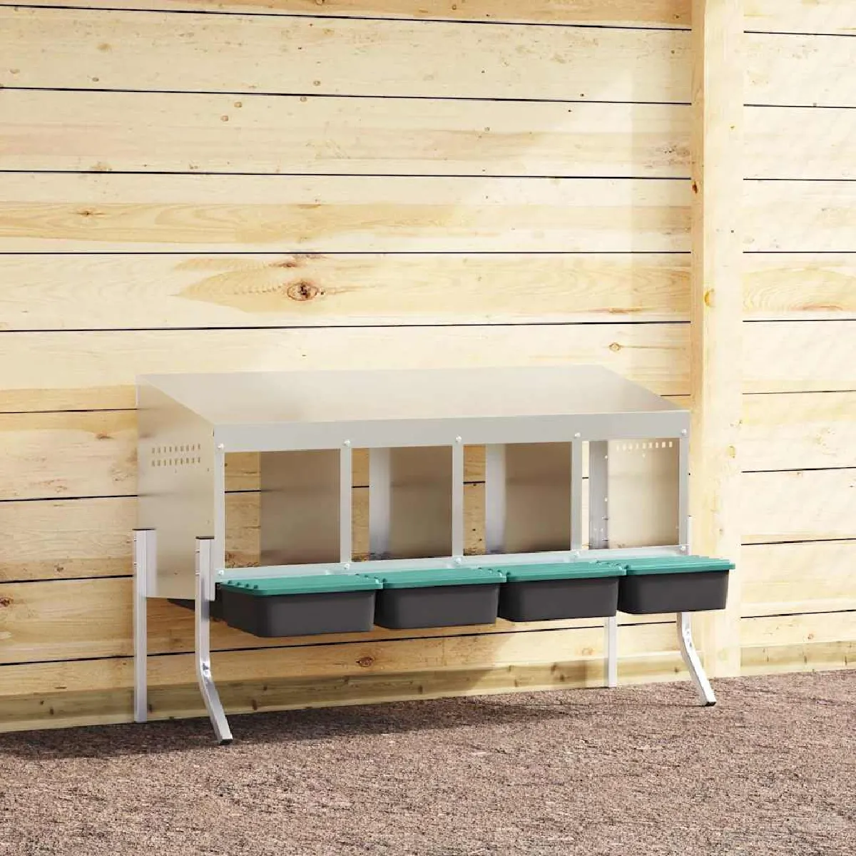 vidaXL Nichoir à poules4 compartiments avec pieds en acier galvanisé - vue 2