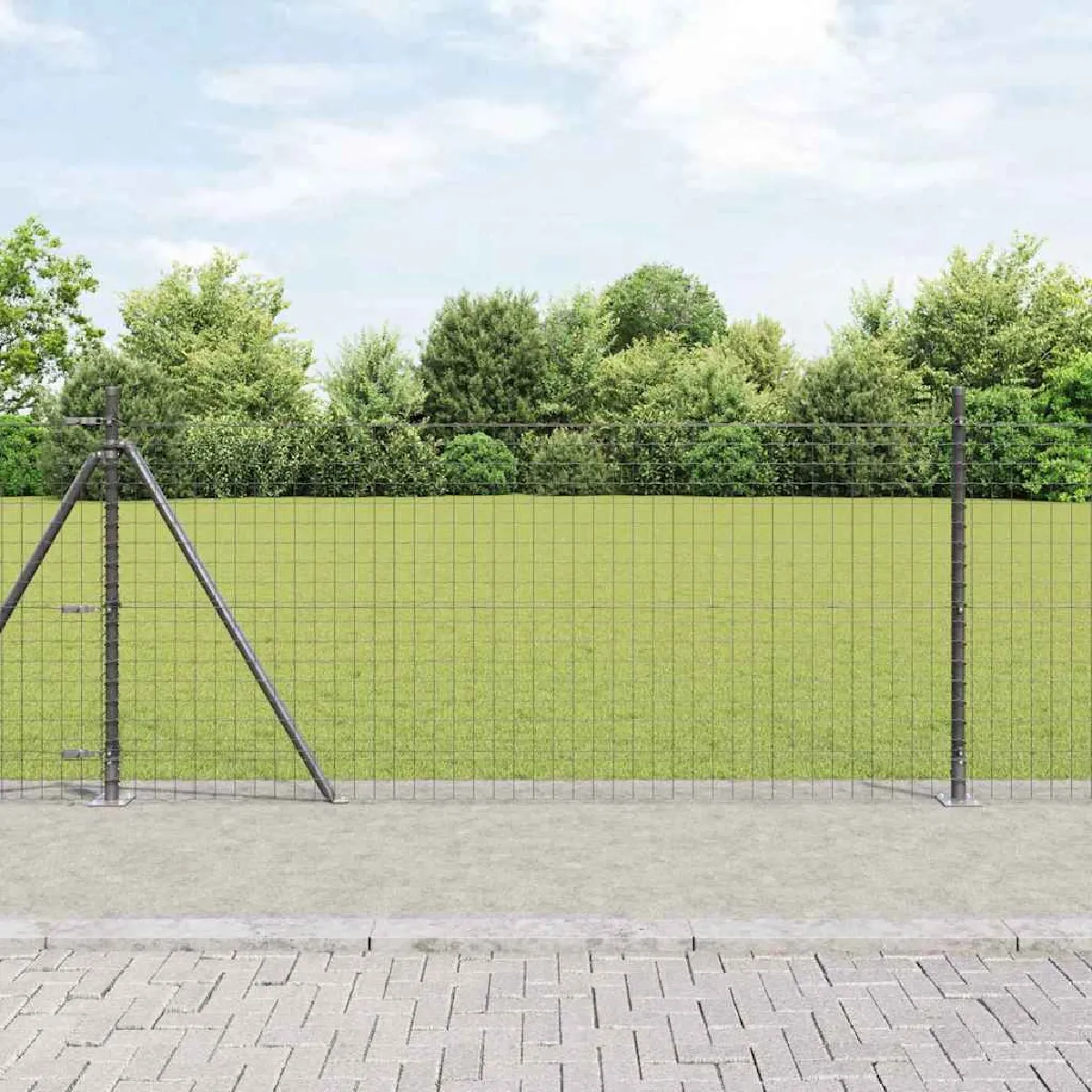 Vidaxl Gris Poteau De Clôture Avec Base En Béton 13 Pc