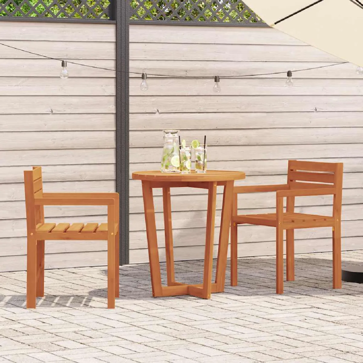 vidaXL Chaises de jardin 2 pièces 50x53x80 cm Bois massif Acacia - vue 2