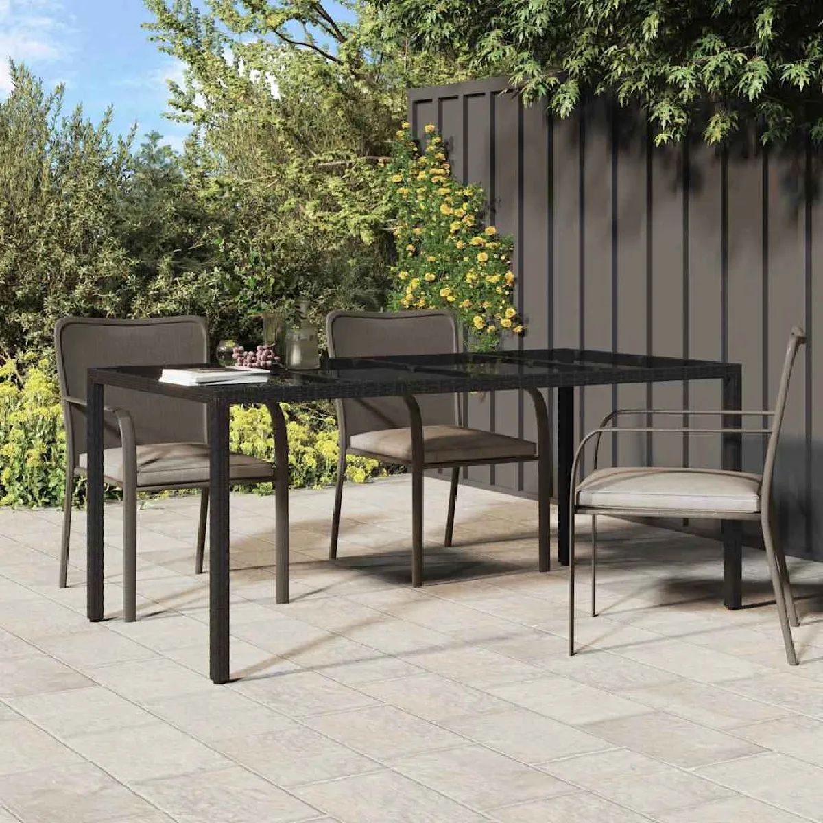 Vidaxl Noir Table De Jardin 190 X 90 X 75 Cm Polyrotin