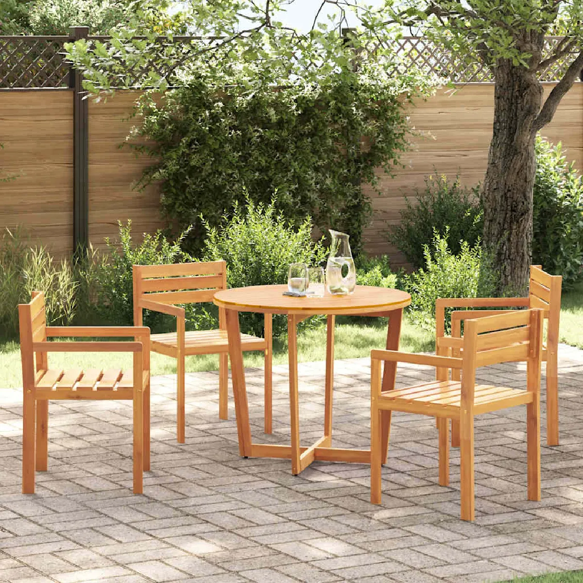 vidaXL Chaises de jardin 4 pièces 50x53x80 cm Bois massif Acacia - vue 2