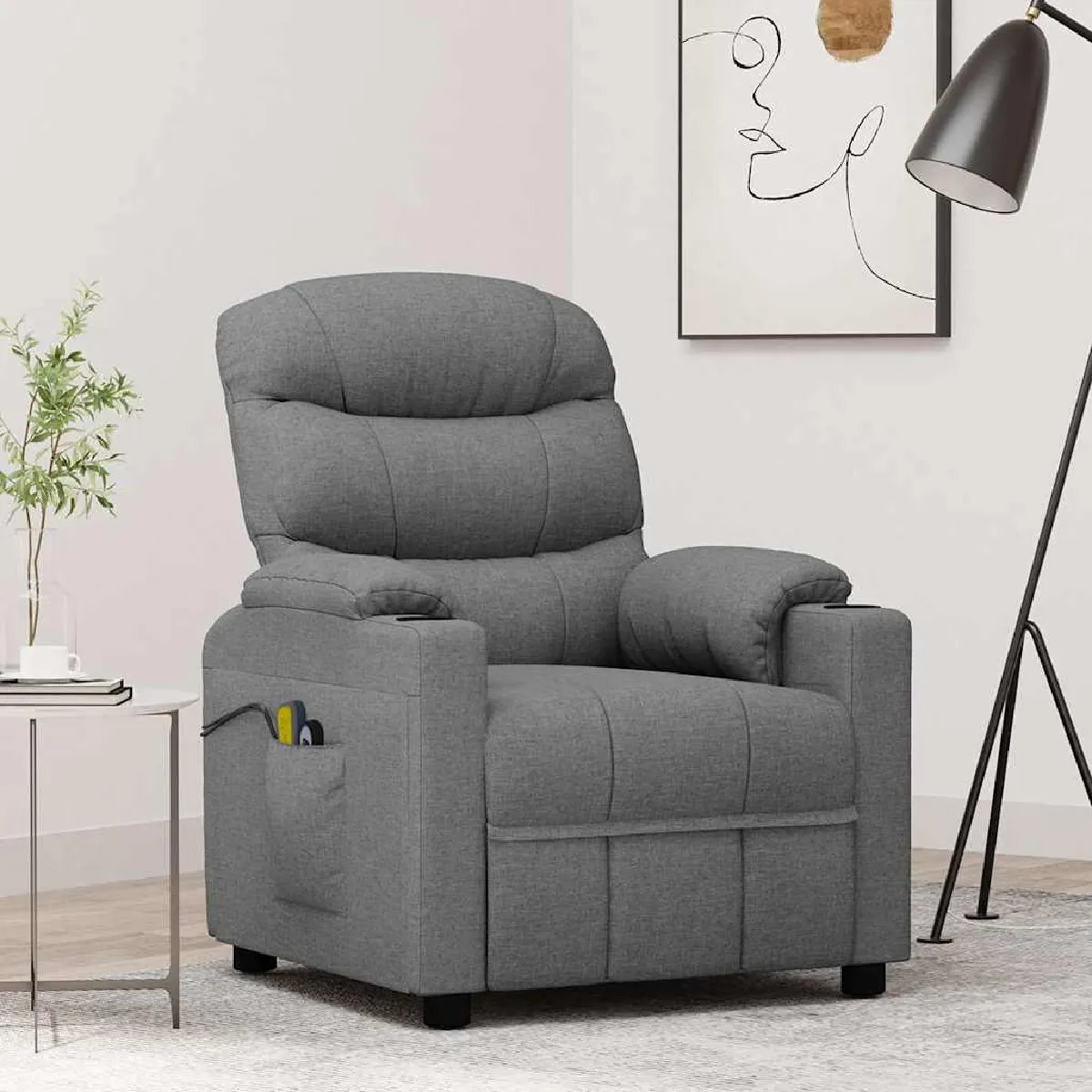 Vidaxl Gris/Clair Fauteuil Électrique De Massage Tissu - Image 3