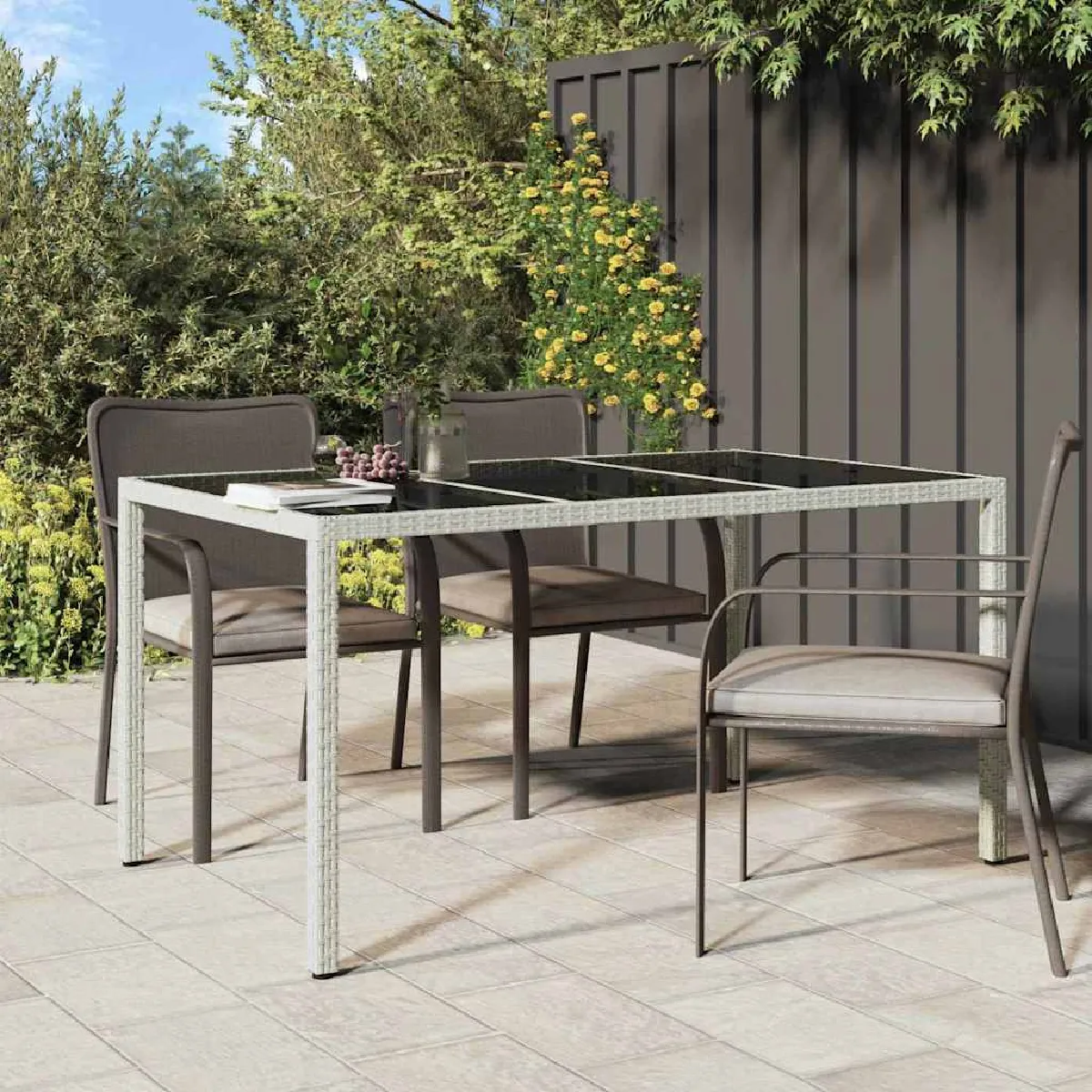 vidaXL Table de jardin 150x90x75 cm Poly Rattan - vue 4