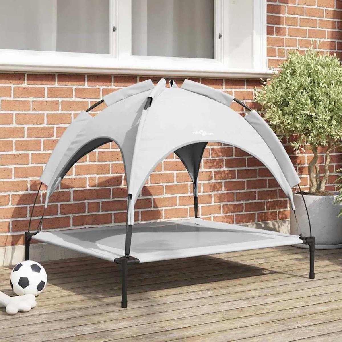 Lit Surélevé Pour Chien VidaXL 127 x 81 x 108 cm – Acier, Toit Amovible - vue 10