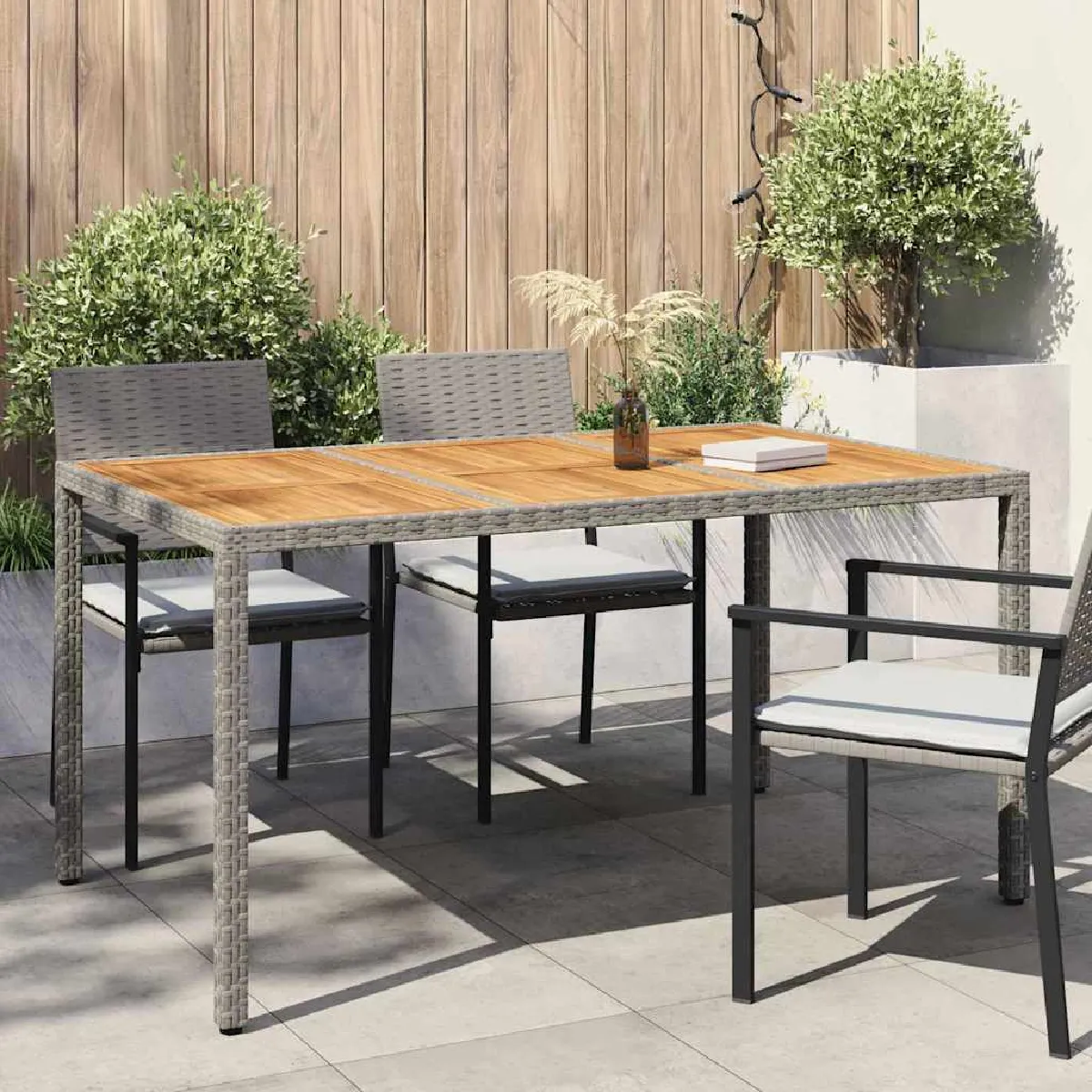 vidaXL Table de jardin 150x90x75 cm Poly Rattan