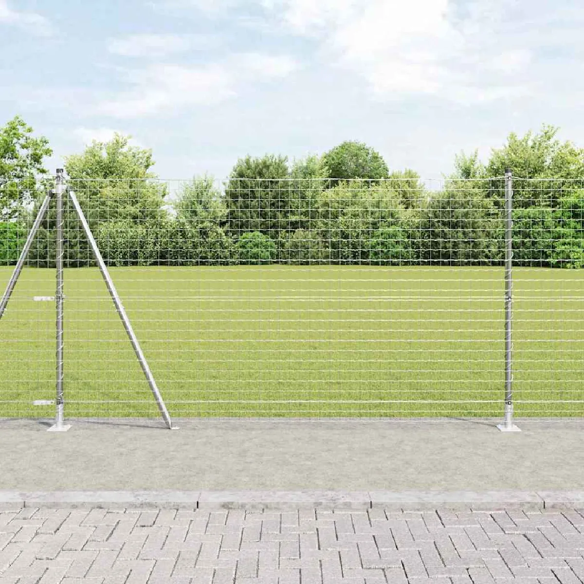Vidaxl Argent Poteau De Clôture Avec Base En Béton 7 Pc É