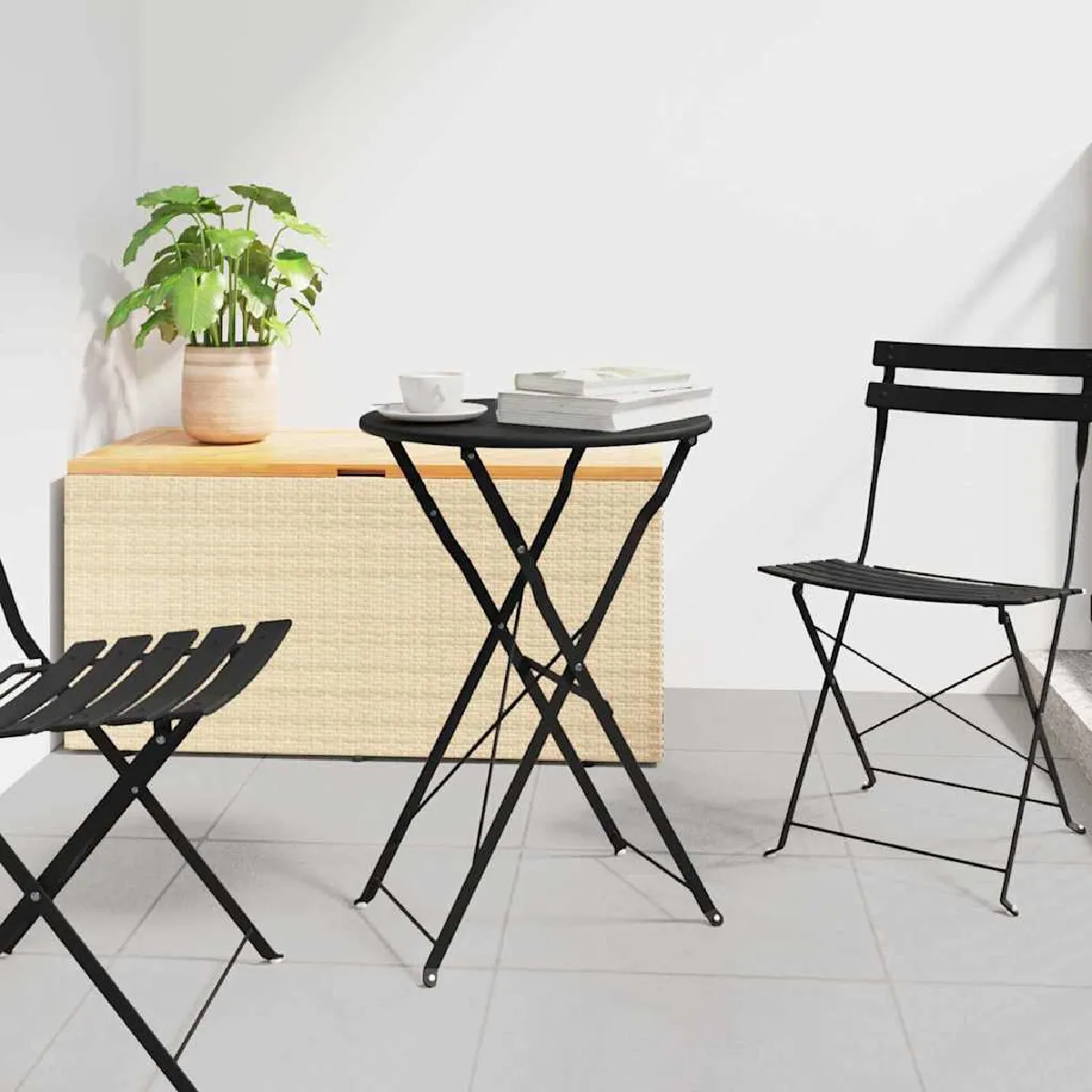 vidaXL Table de bistrot pliable Jaune moutarde Ø50x71 cm Acier revêtu de - vue 5