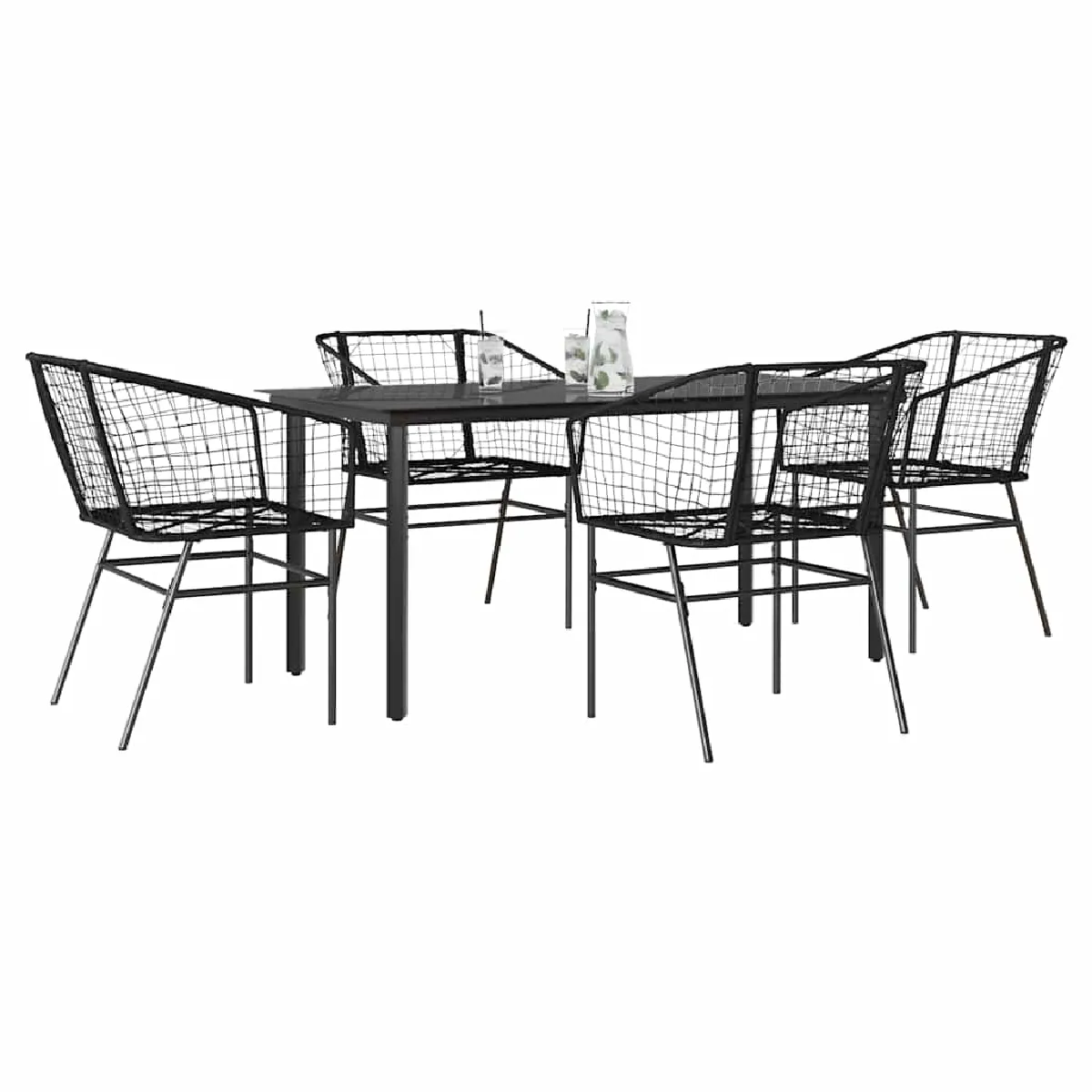 VIDAXL Ensemble à manger de jardin 5 pcs Résine Tressée Verre - vue 10
