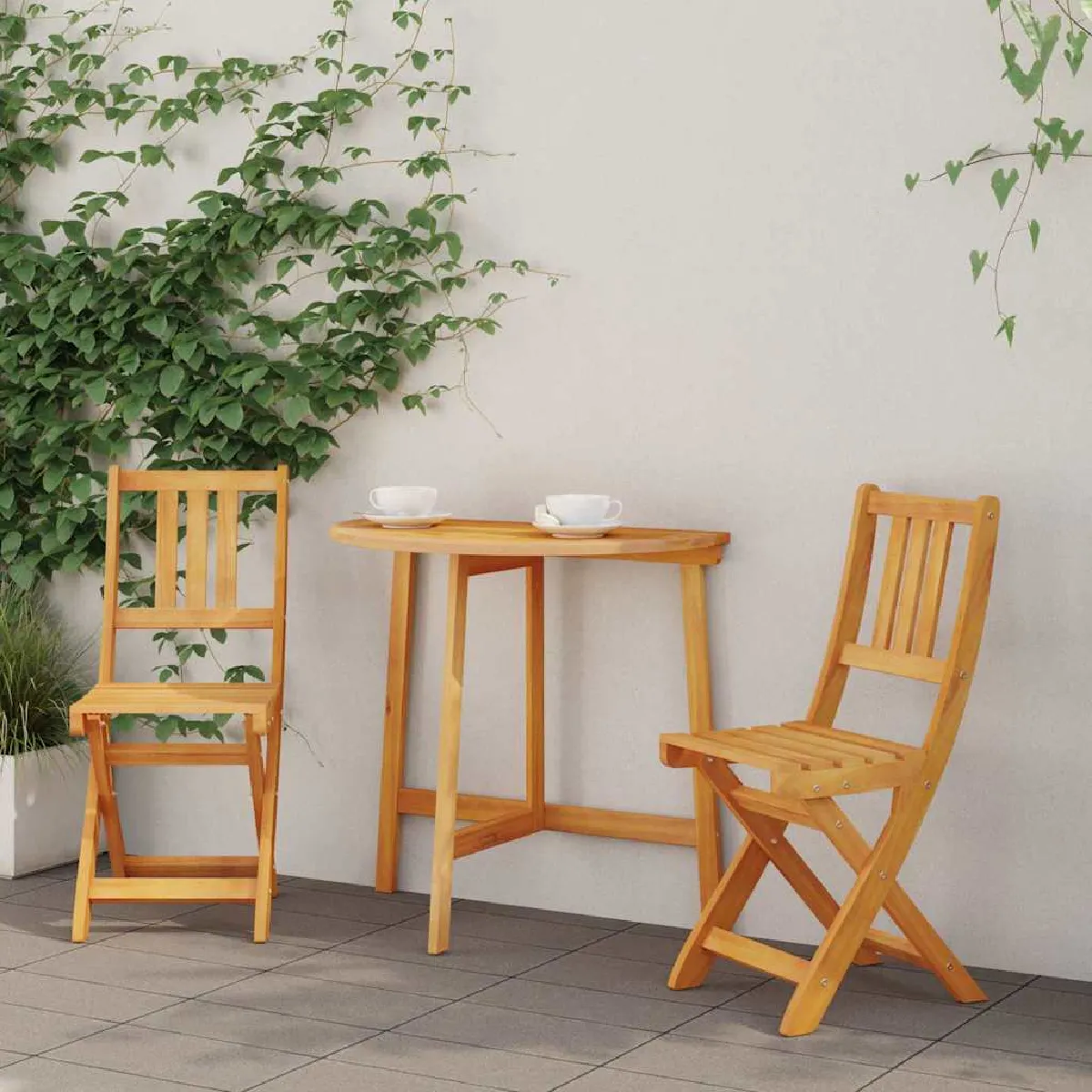 vidaXL Chaises de jardin 2 pcs 36x46x85 cm Bois massif Acacia - vue 2