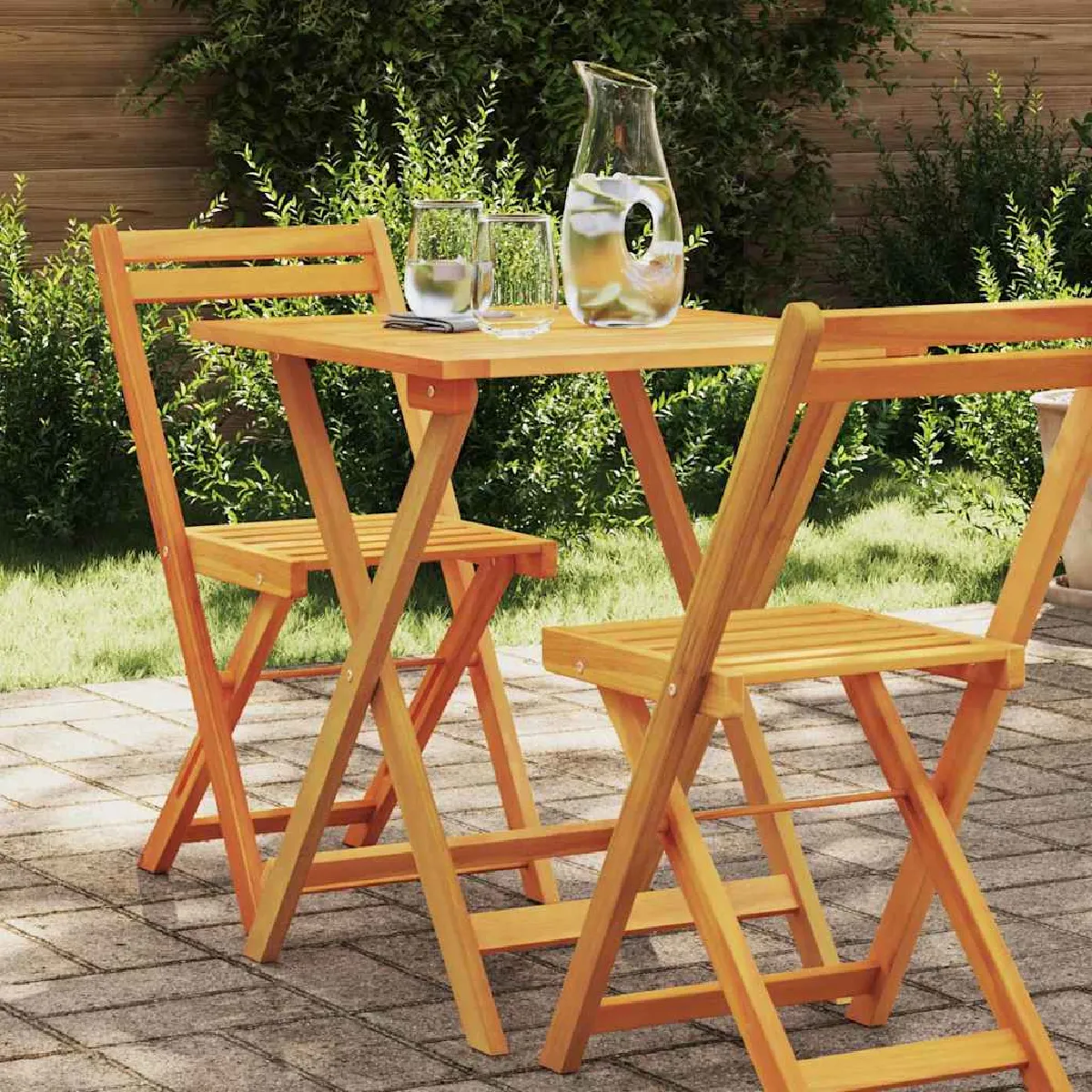 vidaXL Table de jardin pliante Carrée 60x60x72 cm Bois massif Acacia - vue 2
