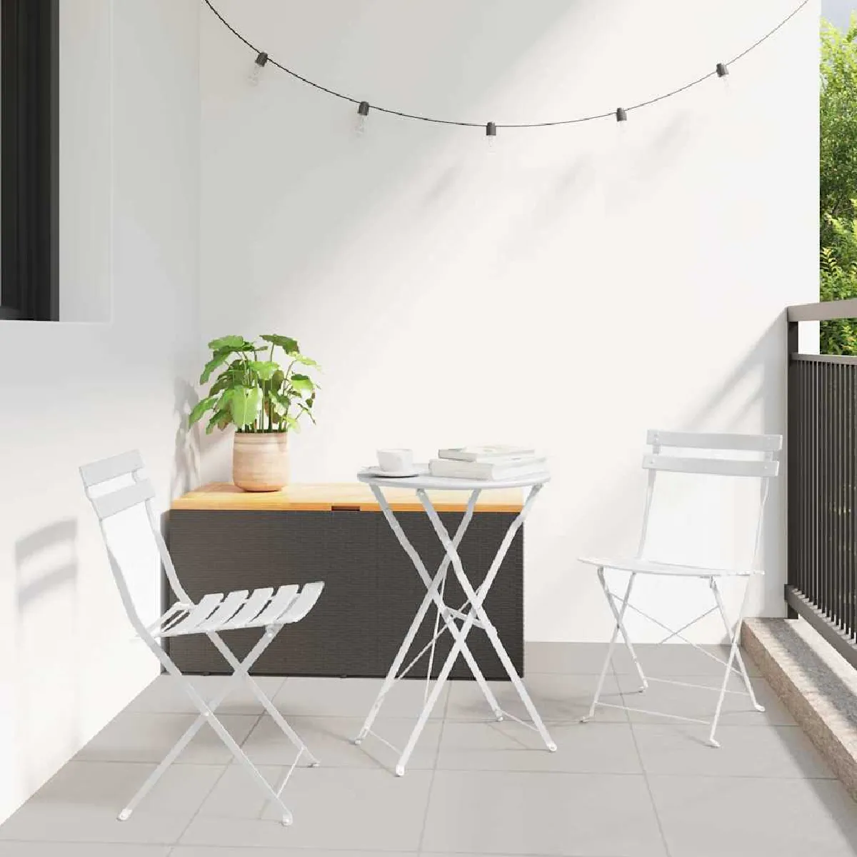 vidaXL Ensemble de bistro pliable 3 pièces moutarde en acier - vue 10