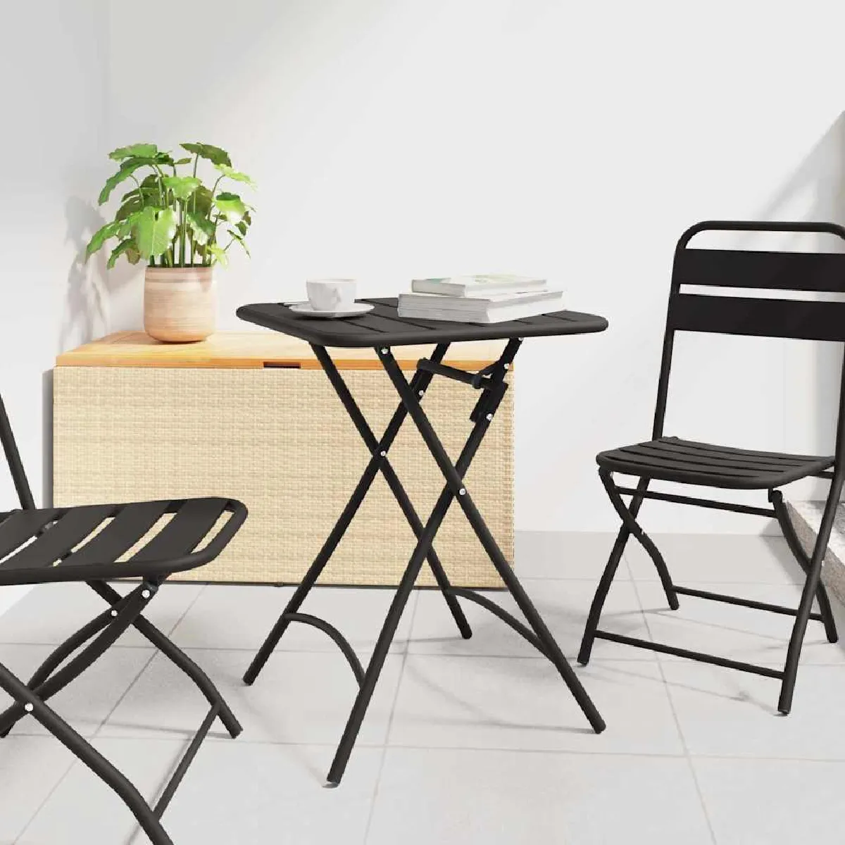 vidaXL Table de jardin pliable 55x55x73 cm Acier - vue 3