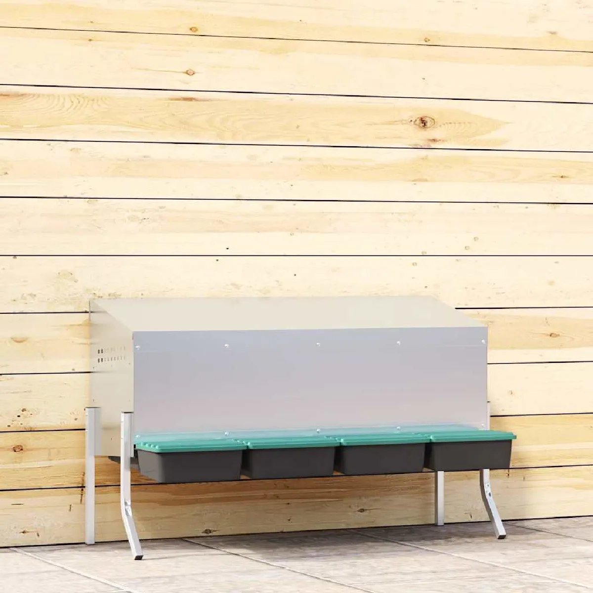 vidaXL Nichoir à poules3 compartiments avec pieds en acier galvanisé - vue 2