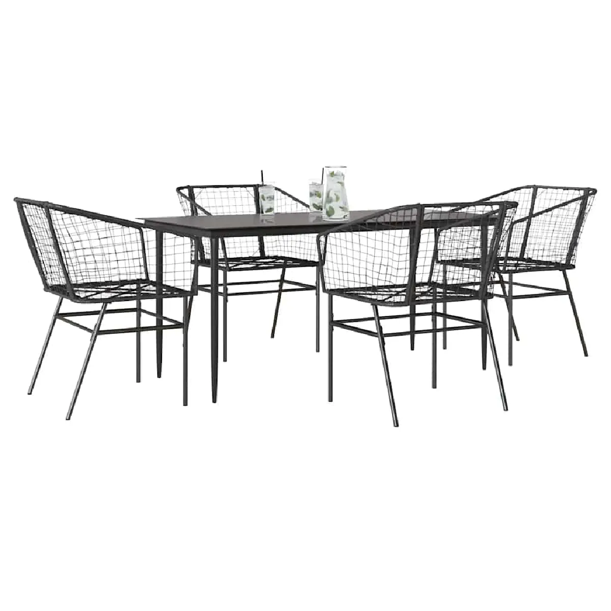 VIDAXL Ensemble à manger de jardin 5 pcs Résine Tressée Verre - vue 7