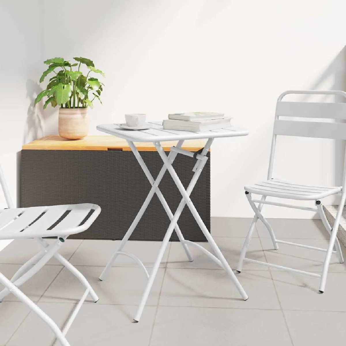 vidaXL Table de jardin pliable 55x55x73 cm Acier - vue 2