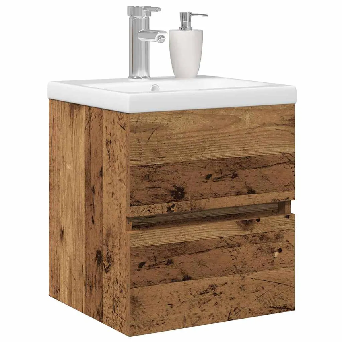 Meuble lavabo avec bassin intégré Chêne brun Bois d
