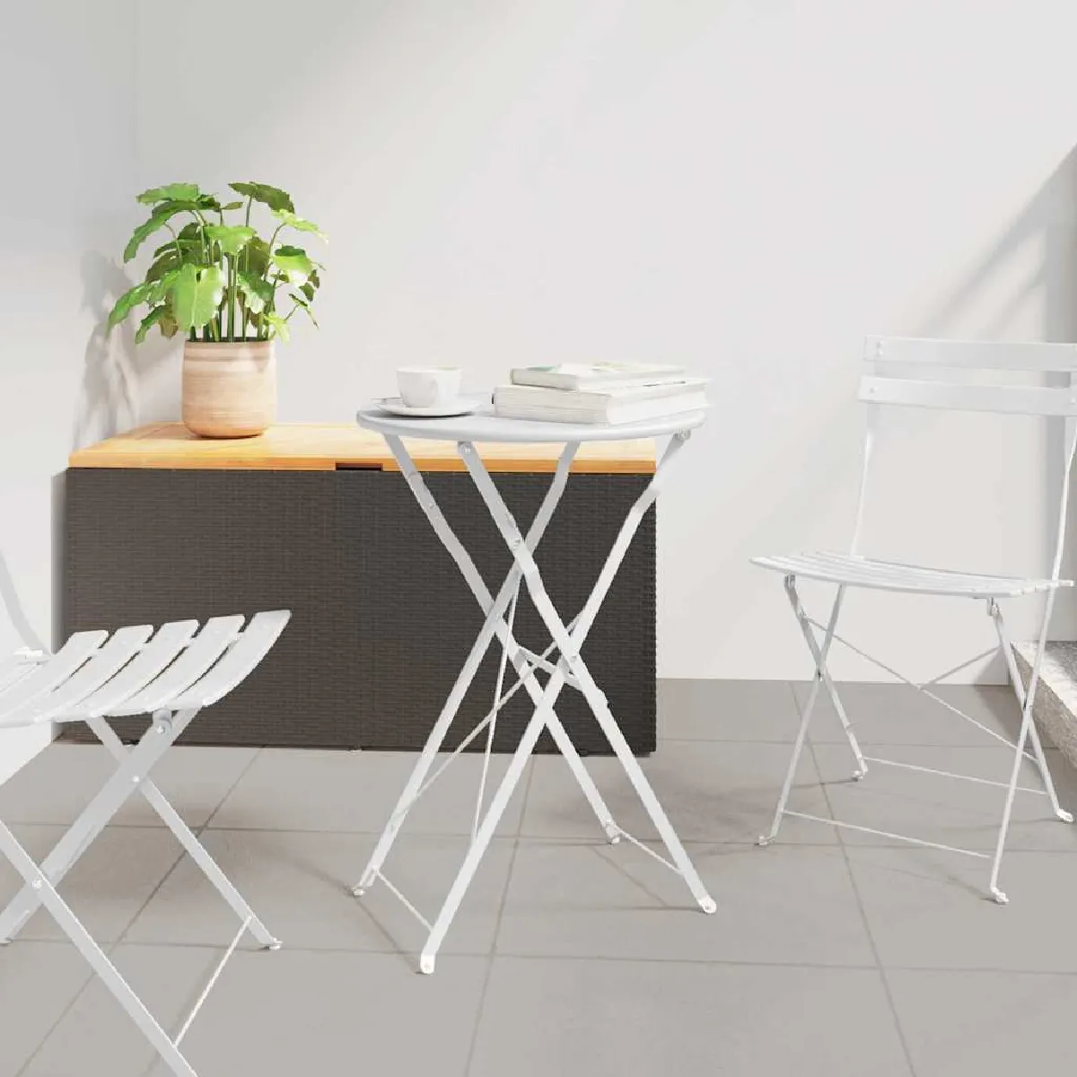 Vidaxl Table bistrot Blanc Ø 50 x 71 cm Acier revêtu de