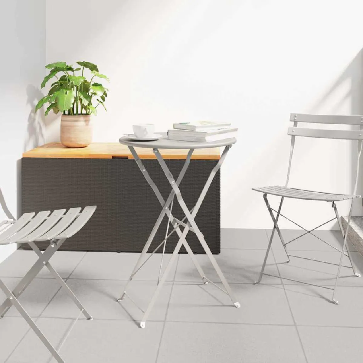 vidaXL Table de bistrot pliable Jaune moutarde Ø50x71 cm Acier revêtu de - vue 6