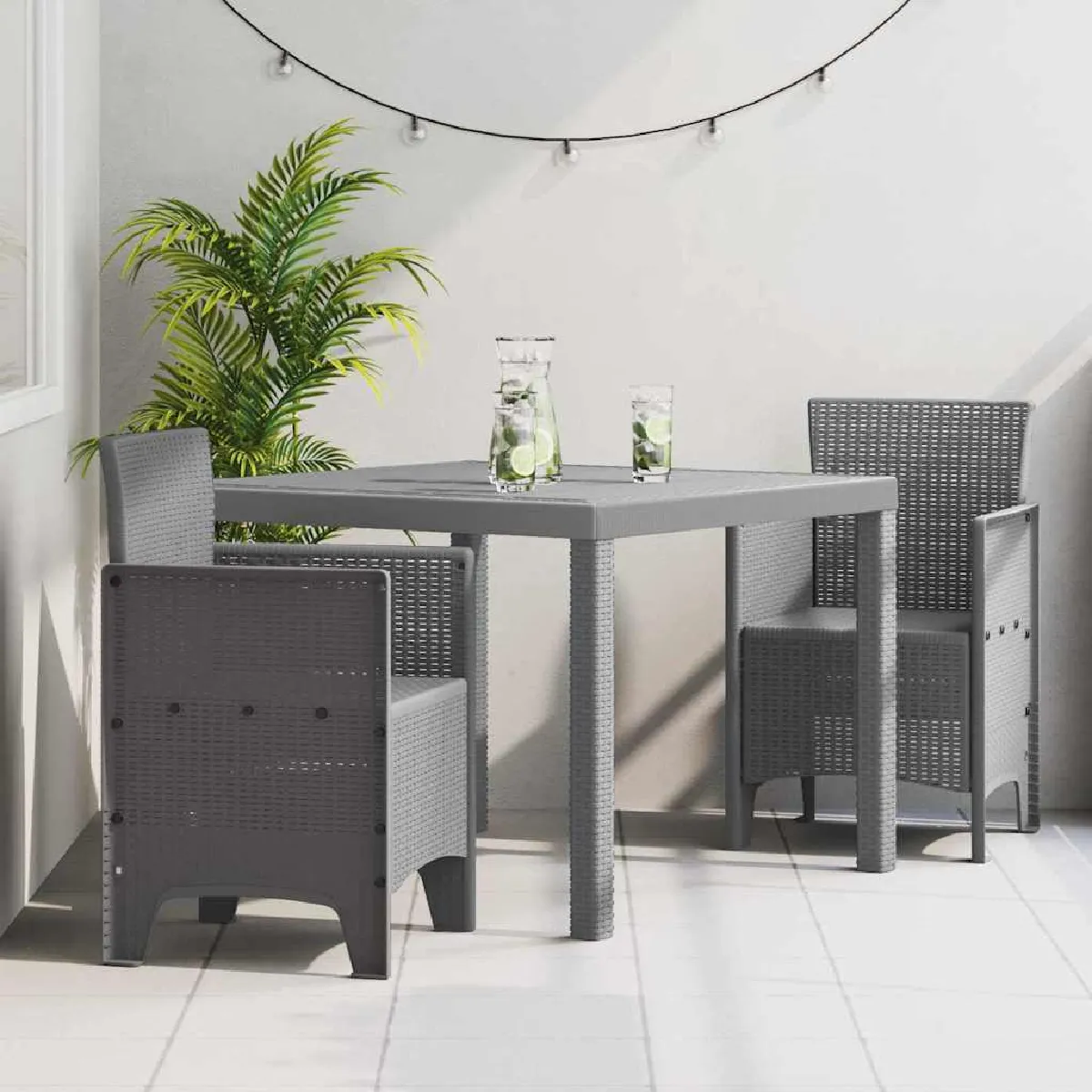 vidaXL Ensemble de salle à manger pour jardin 3 pcs Gris clair