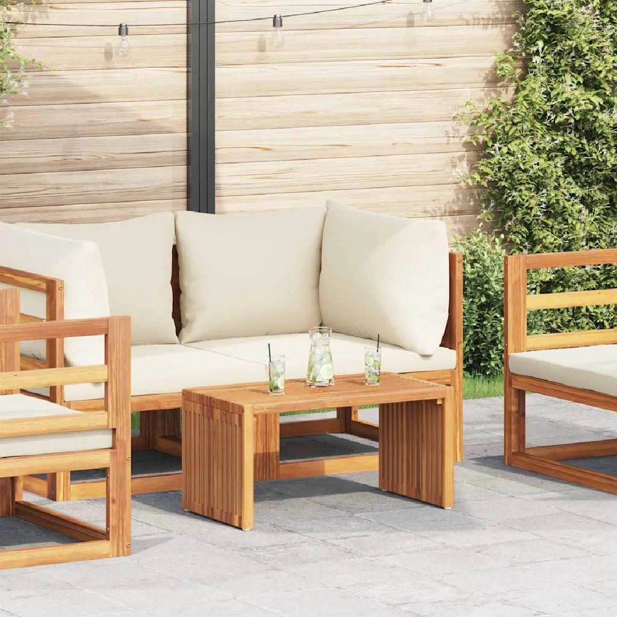 vidaXL Table d'appoint de jardin 70x37.5x35.5 cm Bois massif Teck - vue 2