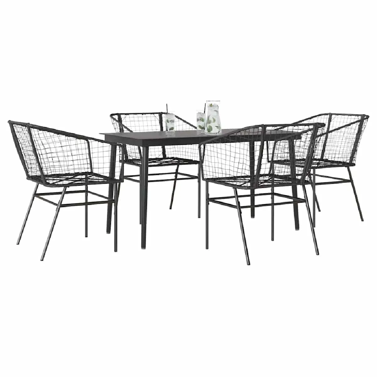 VIDAXL Ensemble à manger de jardin 5 pcs Résine Tressée Verre - vue 9
