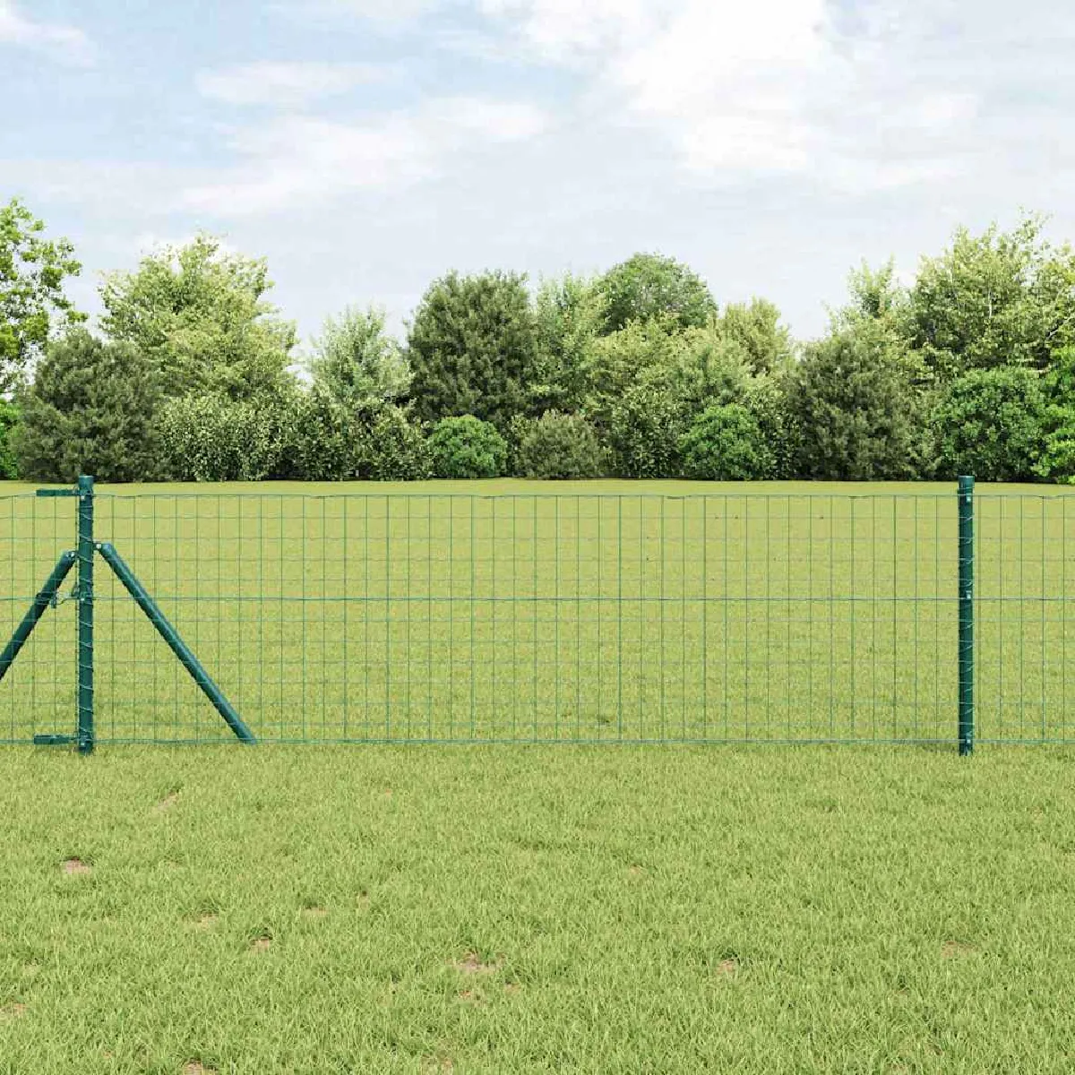 vidaXL Poteaux de clôture avec plaques de base 13 pcs Ø32mm 70cm en acier galvanisé - vue 6