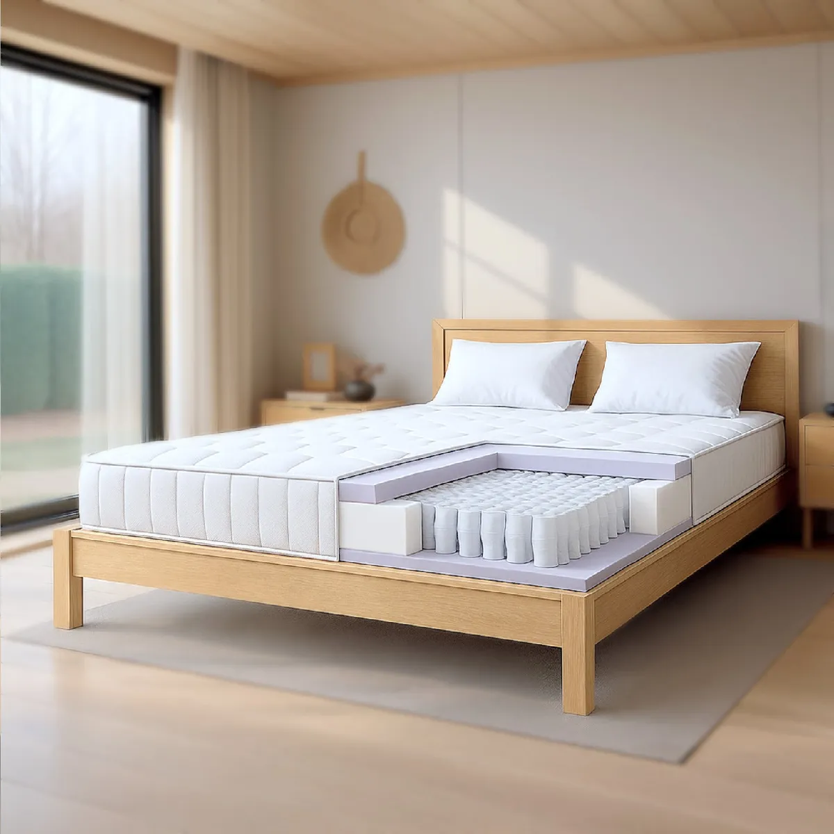 Ensemble Matelas Mousse Zen + Sommier 140x200 Hauteur 20cm - Ensemble