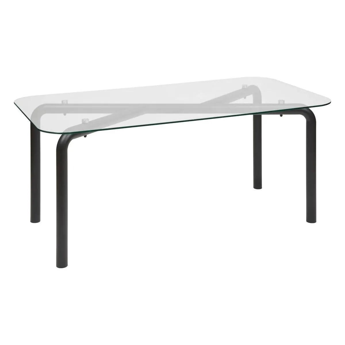 Meilleurs prix pour Table basse en verre transparent et pieds en métal noir - Longueur 180 x largeur 90 x Hauteur 75,5 cm