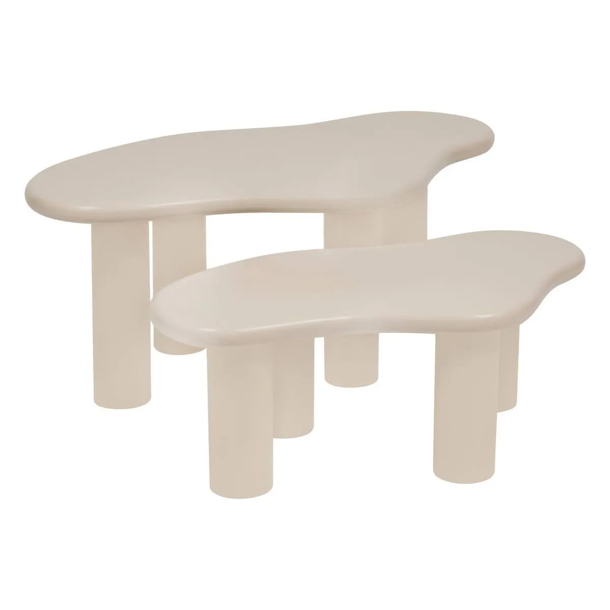 Comparer les prix de Lot de 2 tables basse coloris ivoire - Longueur 80/100 x largeur 46,5/60 x Hauteur 30/40 cm